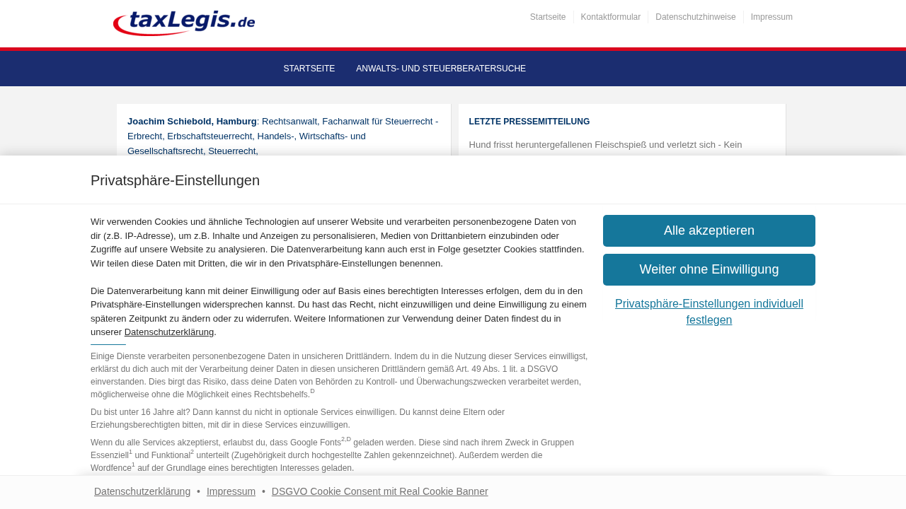 Screenshot von Taxlegis - Verband für den Mittelstand in Deutschland e. V.