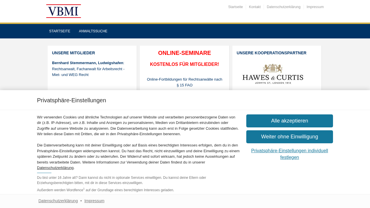 Screenshot von VBMI – VERBAND DEUTSCHER ANWÄLTE für Bau-, Miet- und Immobilienrecht e.V.