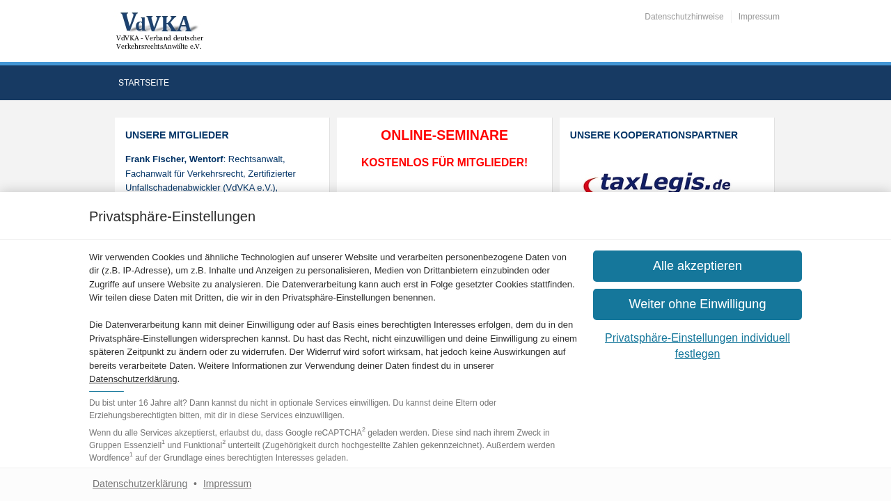 Screenshot von VdVKA – Verband deutscher VerkehrsrechtsAnwälte e.V.