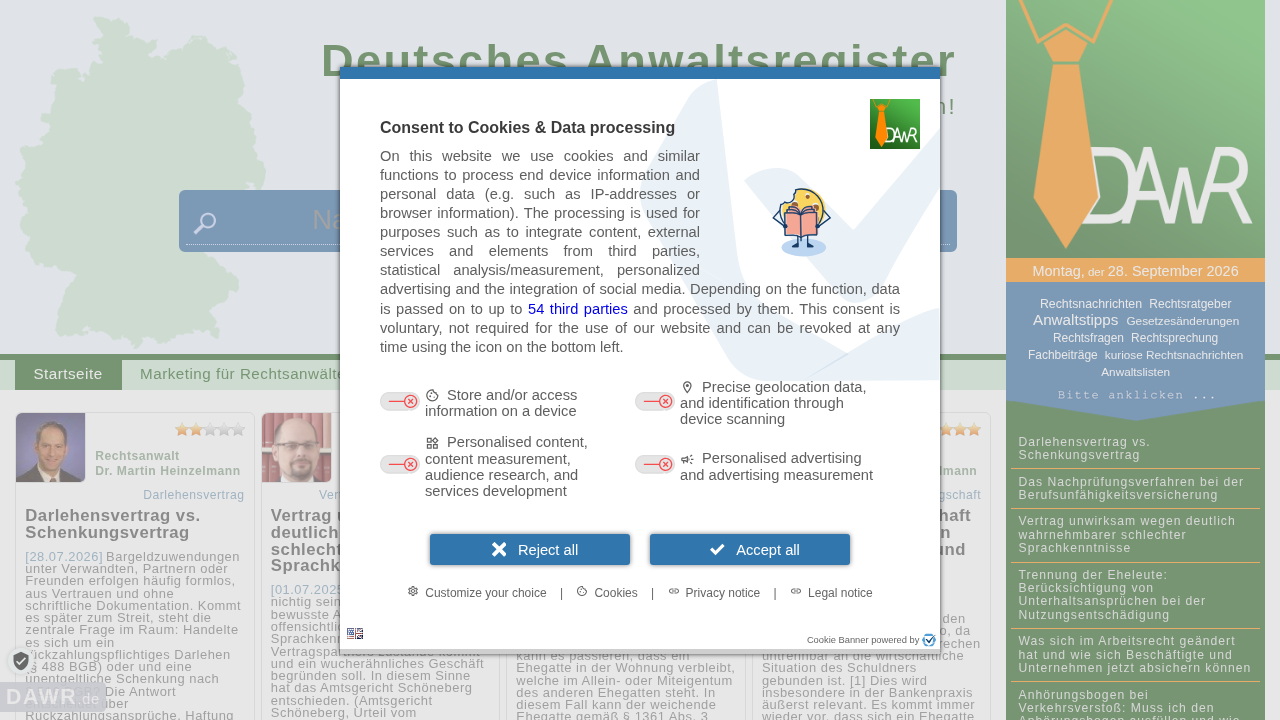 Screenshot von Deutsches Anwaltsregister (28.09.2026 18:54)