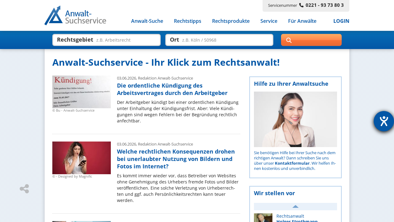Screenshot von Anwalt-Suchservice