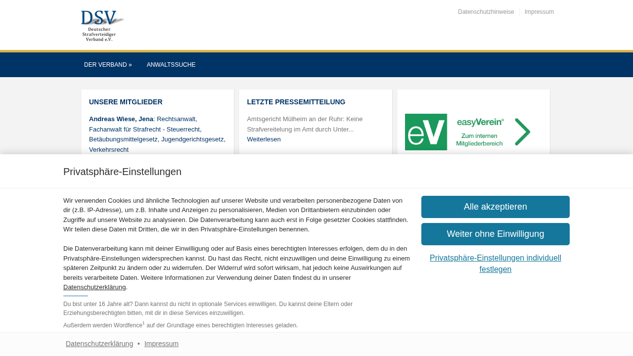 Screenshot von Deutscher Strafverteidigerverband e. V. (DSV)