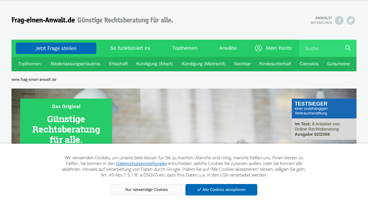 Screenshot von Frag-einen-Anwalt.de