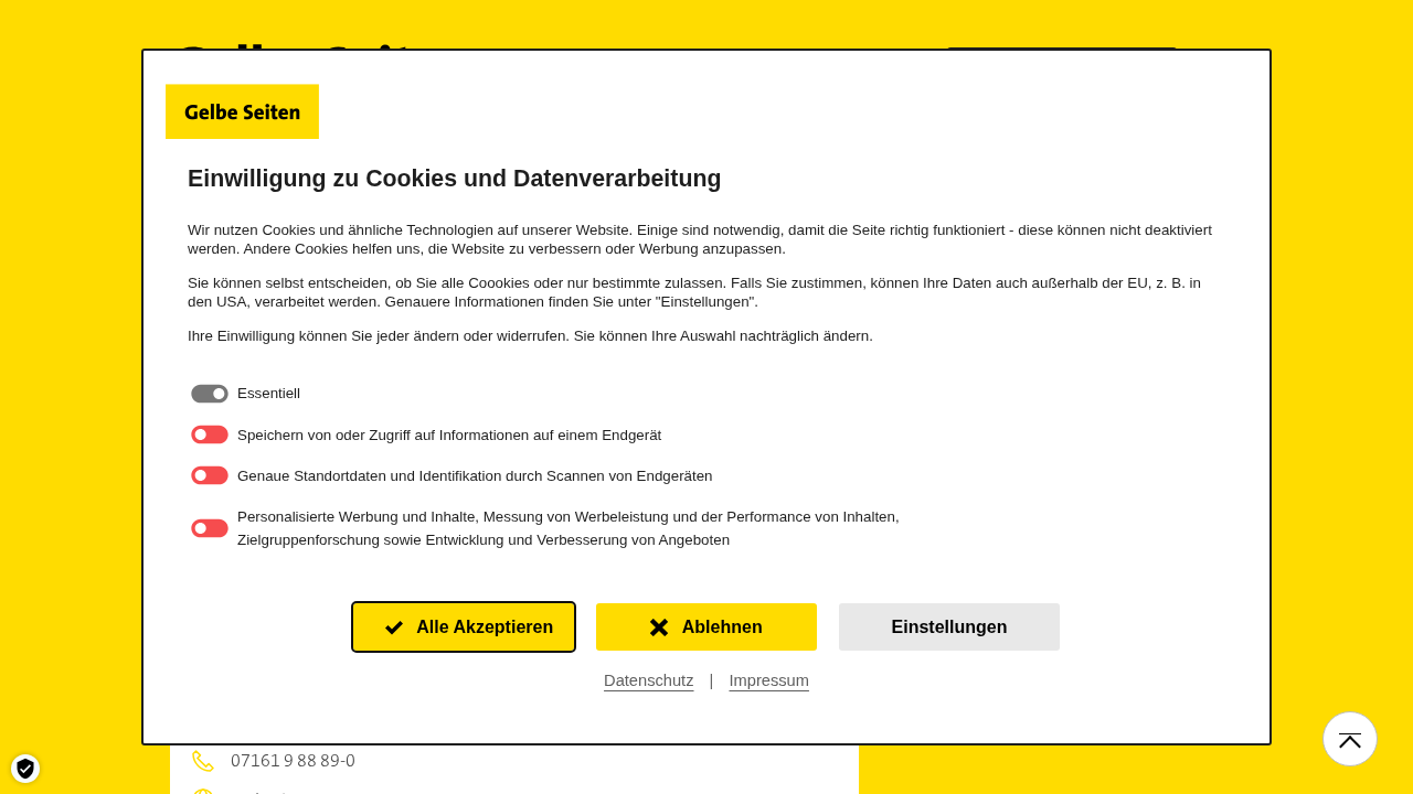 Screenshot von Gelbe Seiten