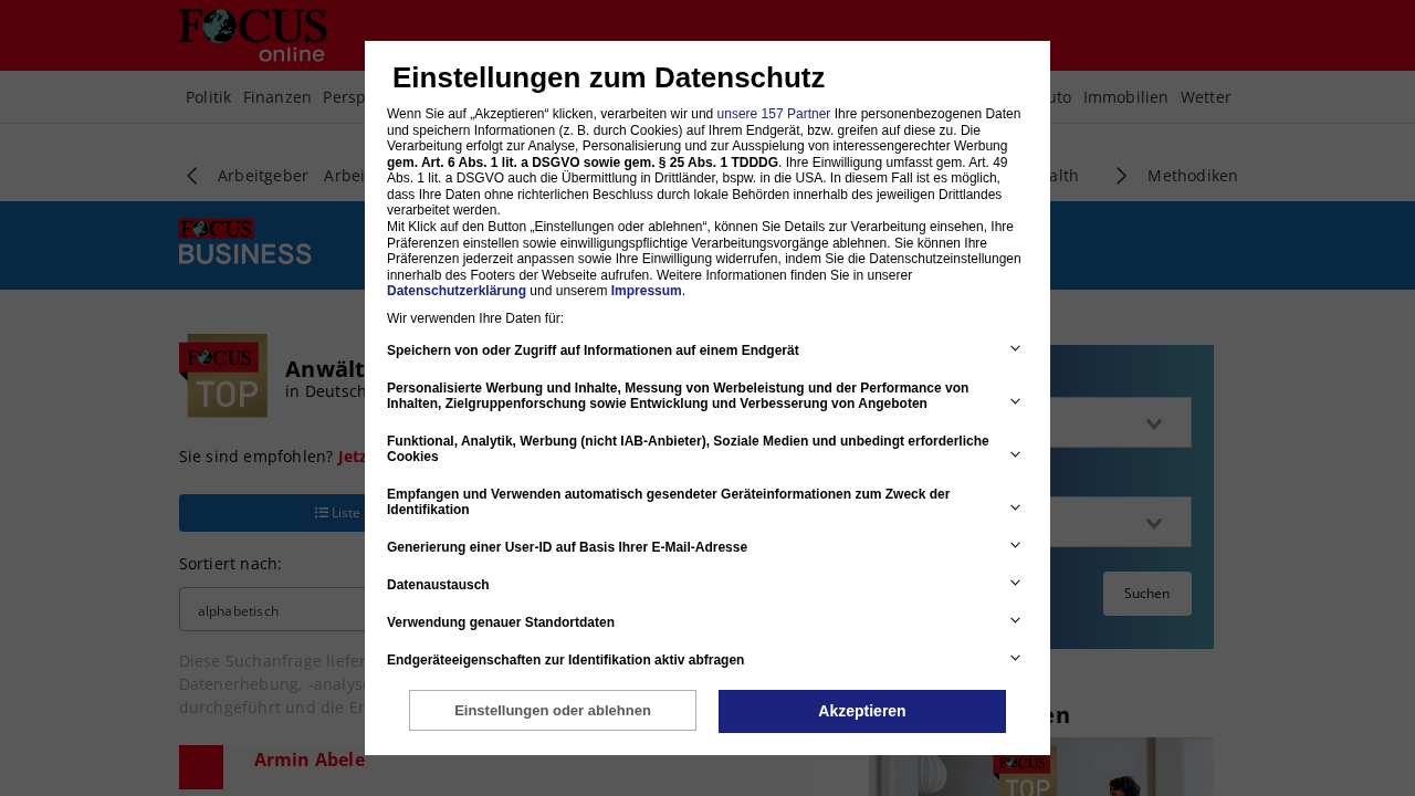 Screenshot von Focus-Liste