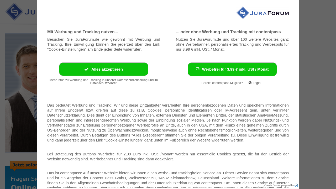 Screenshot von JuraForum.de-Anwaltssuche