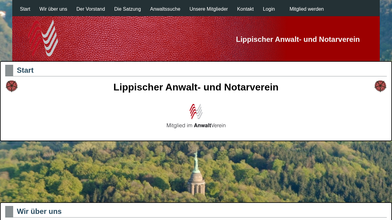 Screenshot von Lippischer Anwalt- und Notarverein