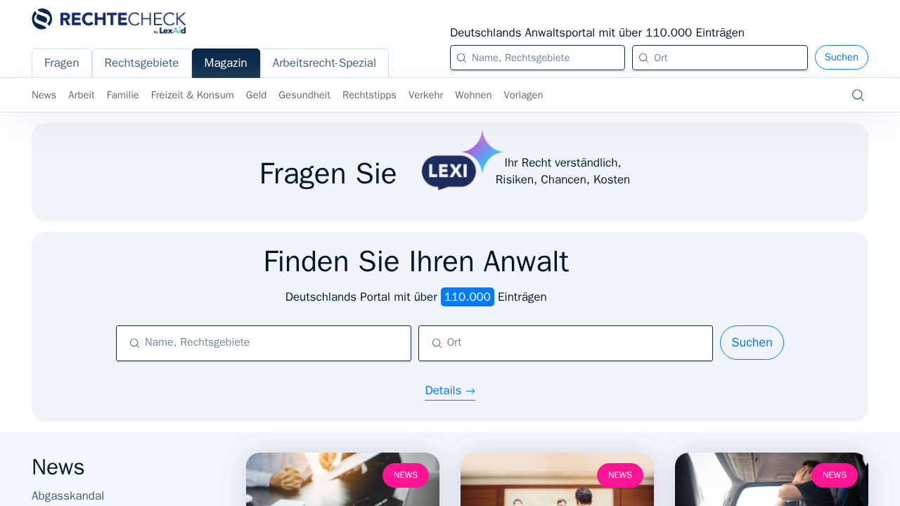 Screenshot von rechtecheck.de