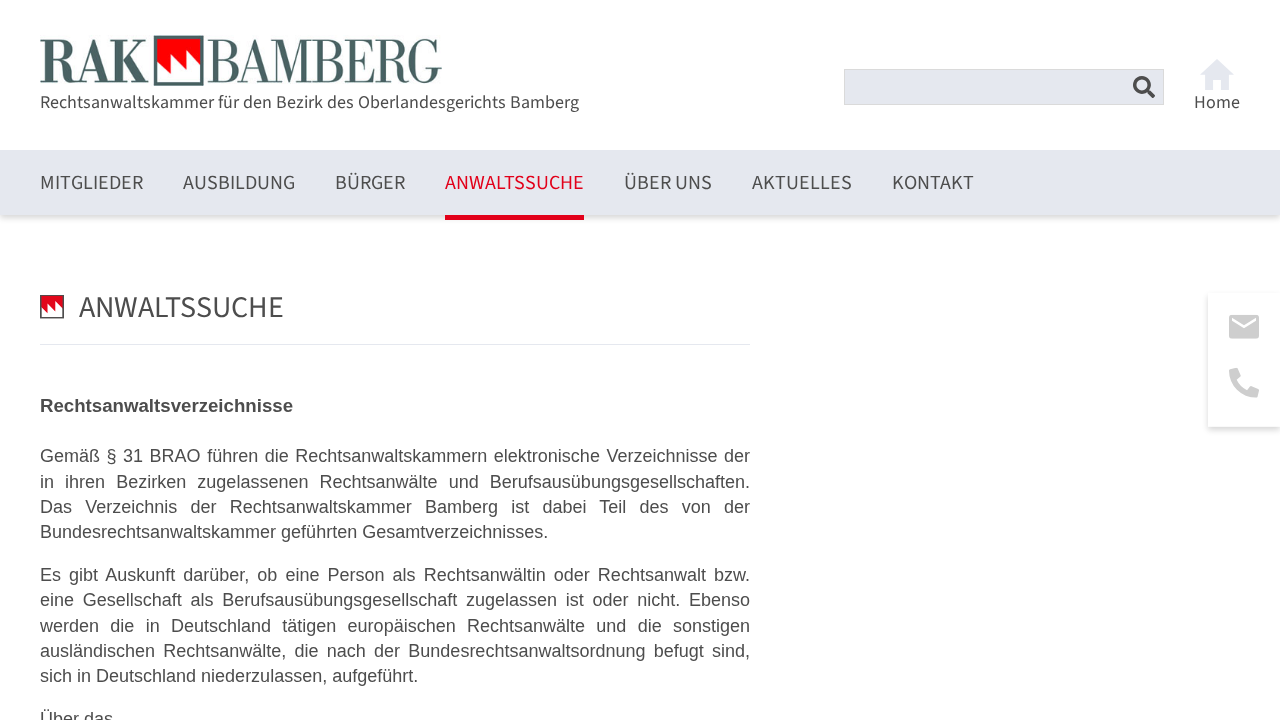 Screenshot von Rechtsanwaltskammer Bamberg