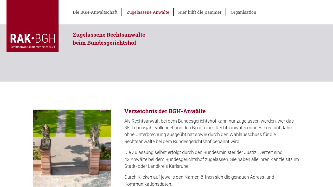 Screenshot von Rechtsanwaltskammer beim Bundesgerichtshof