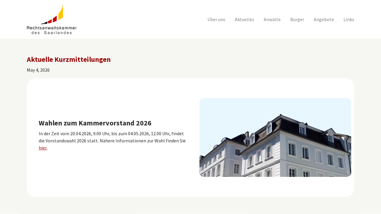 Screenshot von Rechtsanwaltskammer des Saarlandes