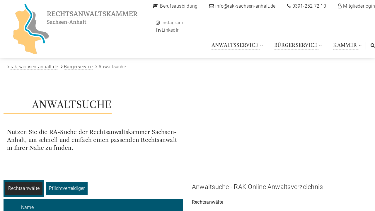 Screenshot von Rechtsanwaltskammer des Landes Sachsen-Anhalt