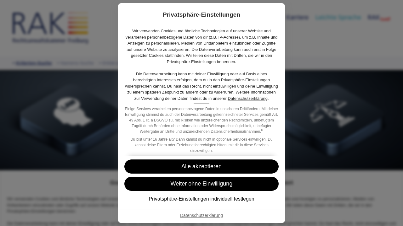 Screenshot von Rechtsanwaltskammer Freiburg