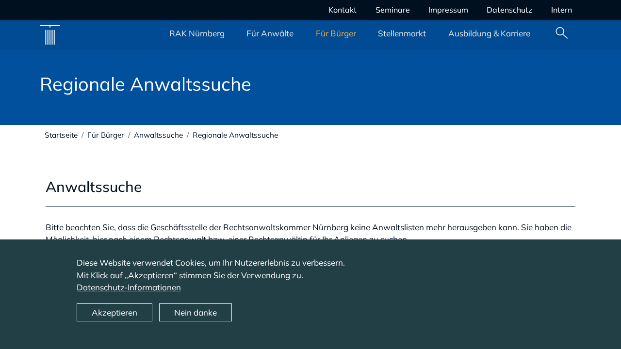 Screenshot von Rechtsanwaltskammer Nürnberg