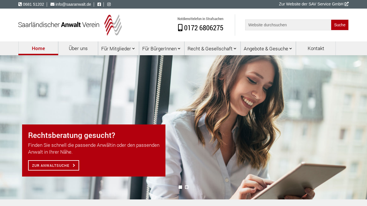Screenshot von Saarländischer Anwaltverein